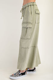 The Essential Mineral Washed Wide Leg Terry Cargo Pants