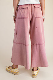 The Essential Mineral Washed Wide Leg Terry Cargo Pants