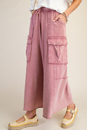 The Essential Mineral Washed Wide Leg Terry Cargo Pants