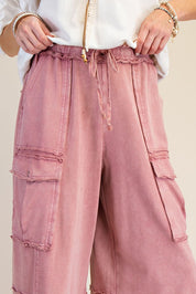 The Essential Mineral Washed Wide Leg Terry Cargo Pants