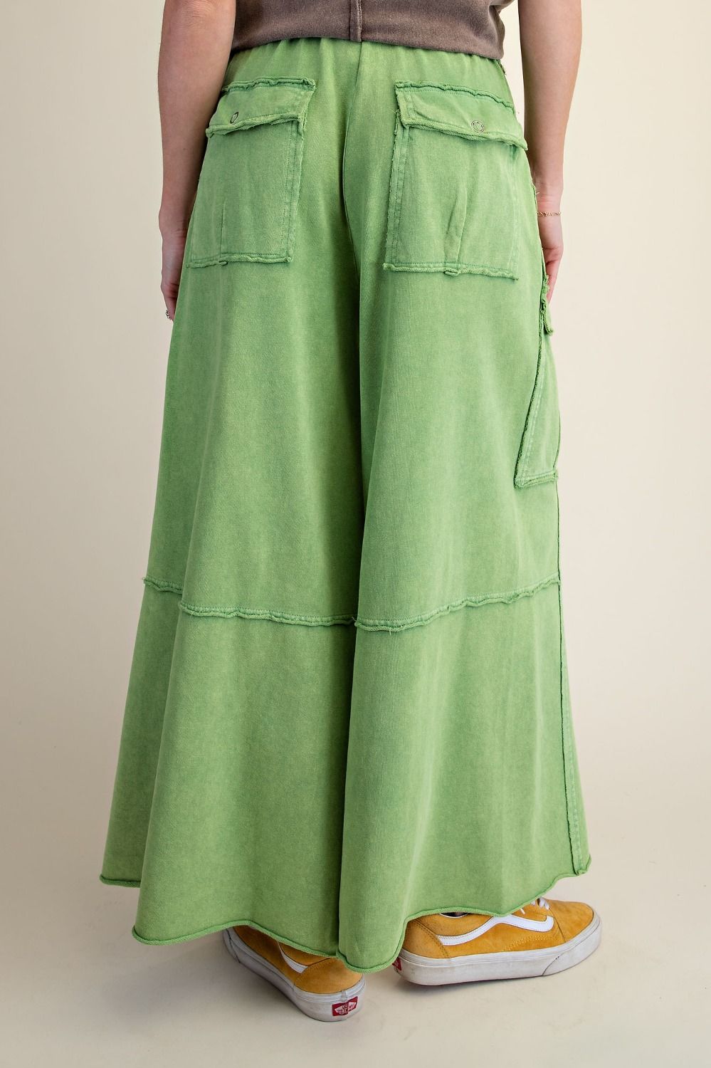 The Essential Mineral Washed Wide Leg Terry Cargo Pants