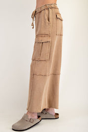 The Essential Mineral Washed Wide Leg Terry Cargo Pants