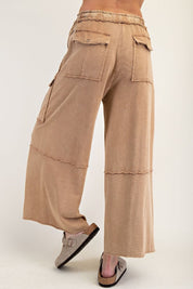 The Essential Mineral Washed Wide Leg Terry Cargo Pants