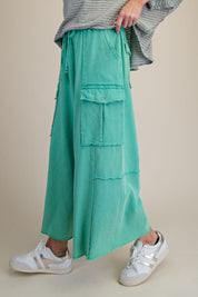 The Essential Mineral Washed Wide Leg Terry Cargo Pants
