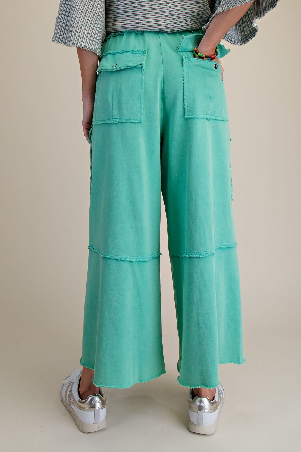 The Essential Mineral Washed Wide Leg Terry Cargo Pants