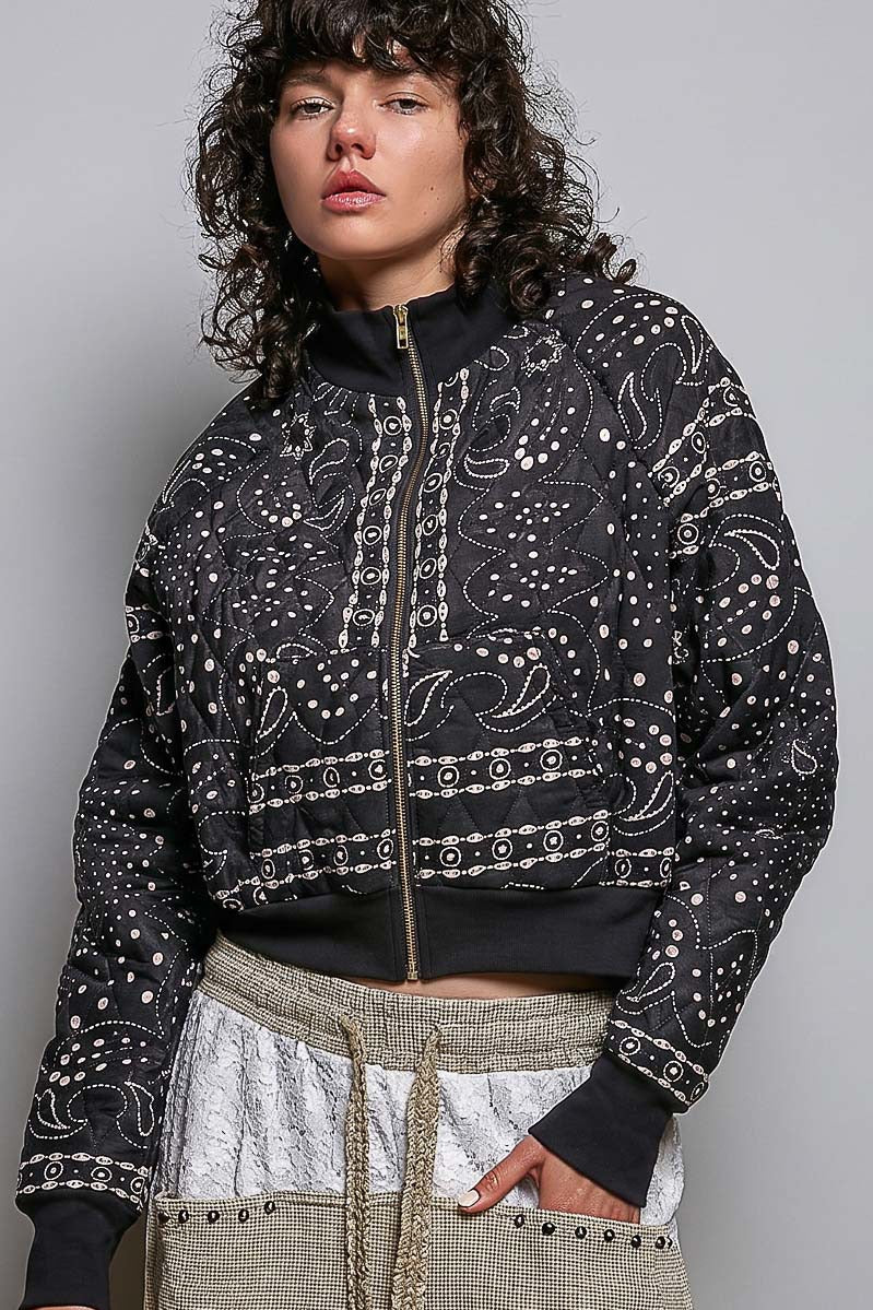Waylon Bandana Quilted Bomber Jacket
