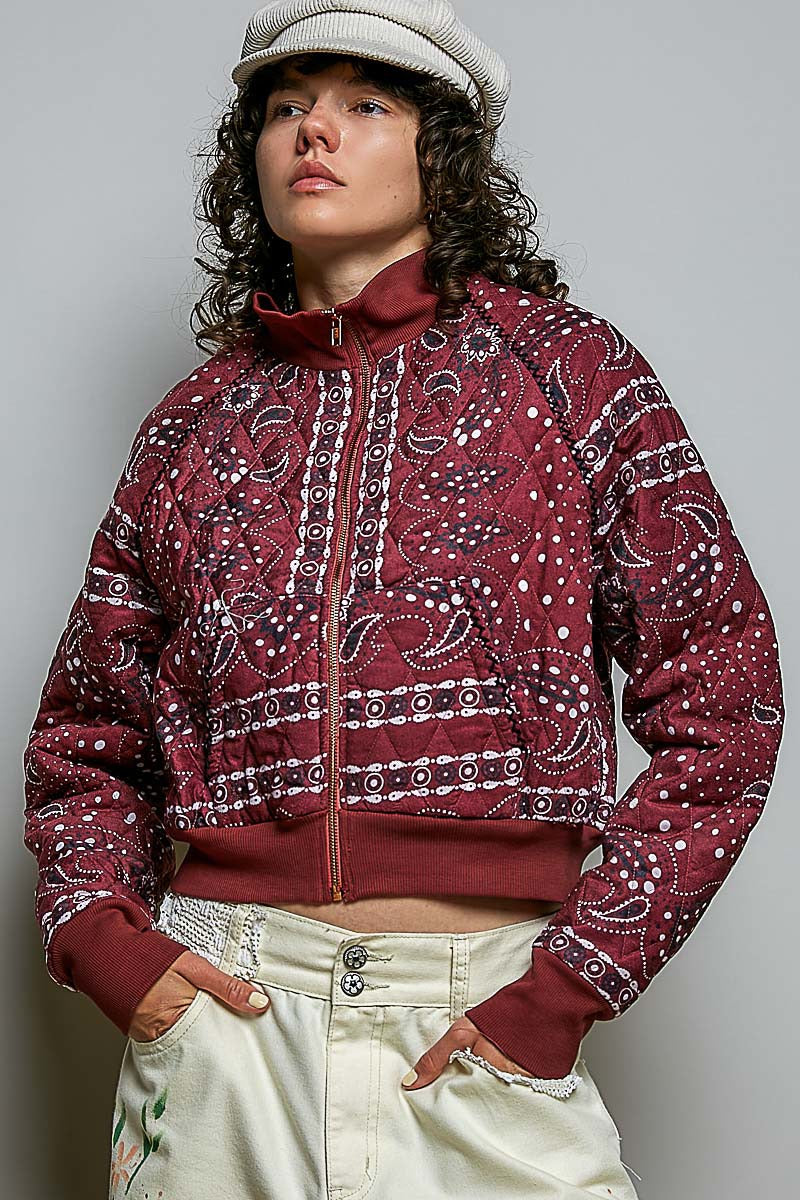 Waylon Bandana Quilted Bomber Jacket