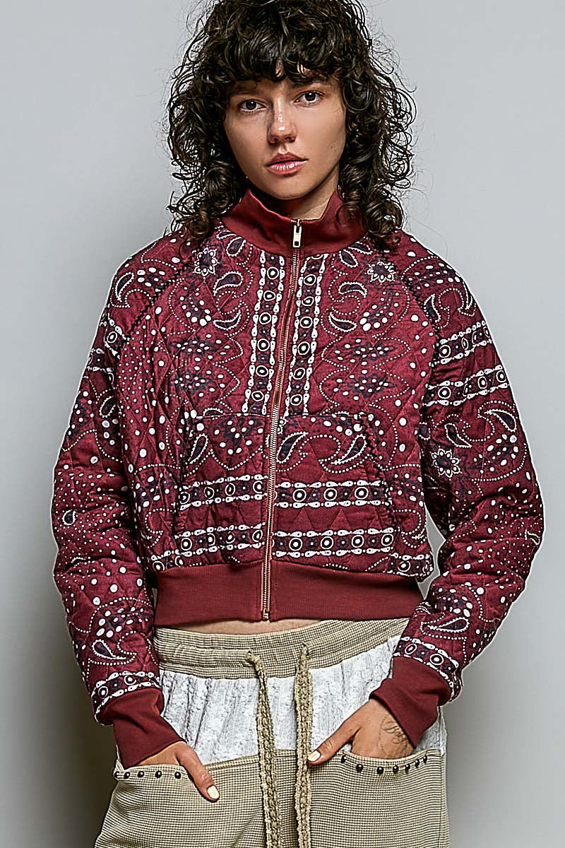 Waylon Bandana Quilted Bomber Jacket