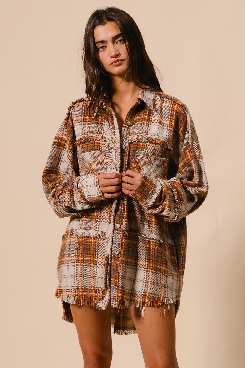 Weston Frayed Edge Plaid Shacket