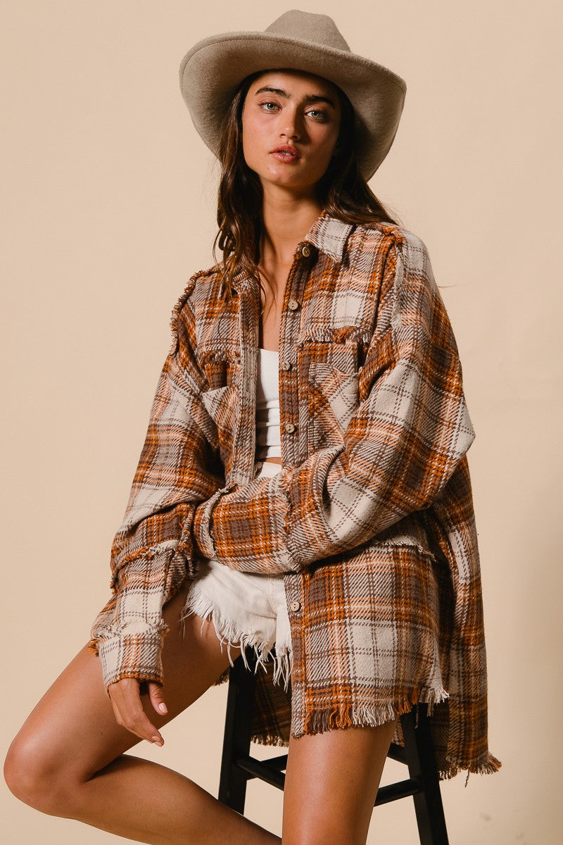 Weston Frayed Edge Plaid Shacket