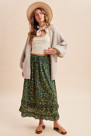Wildflower Trails Ruffled Tiered Midi Skirt