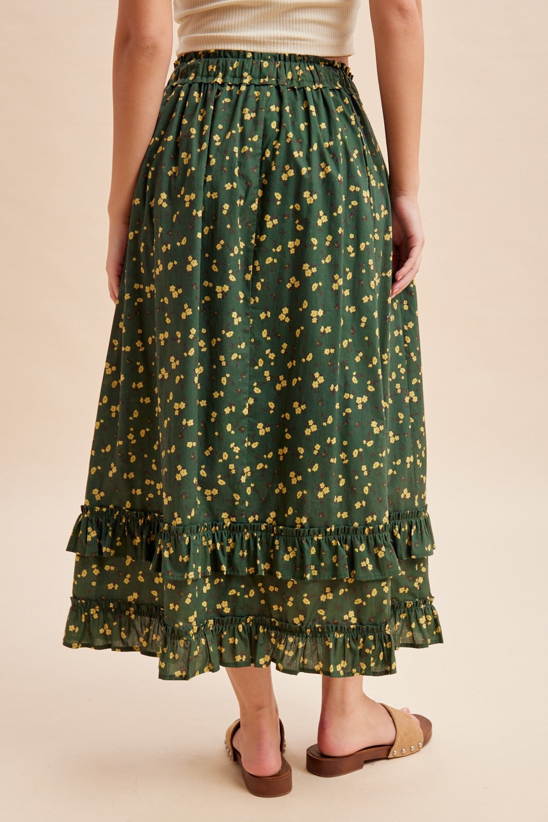 Wildflower Trails Ruffled Tiered Midi Skirt