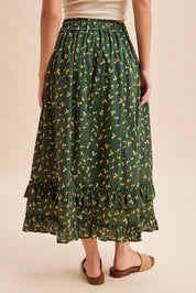 Wildflower Trails Ruffled Tiered Midi Skirt