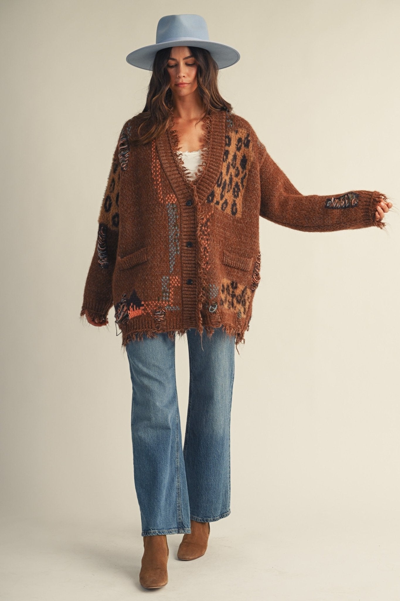 Abilene Distressed Patchwork Cardigan - Westly