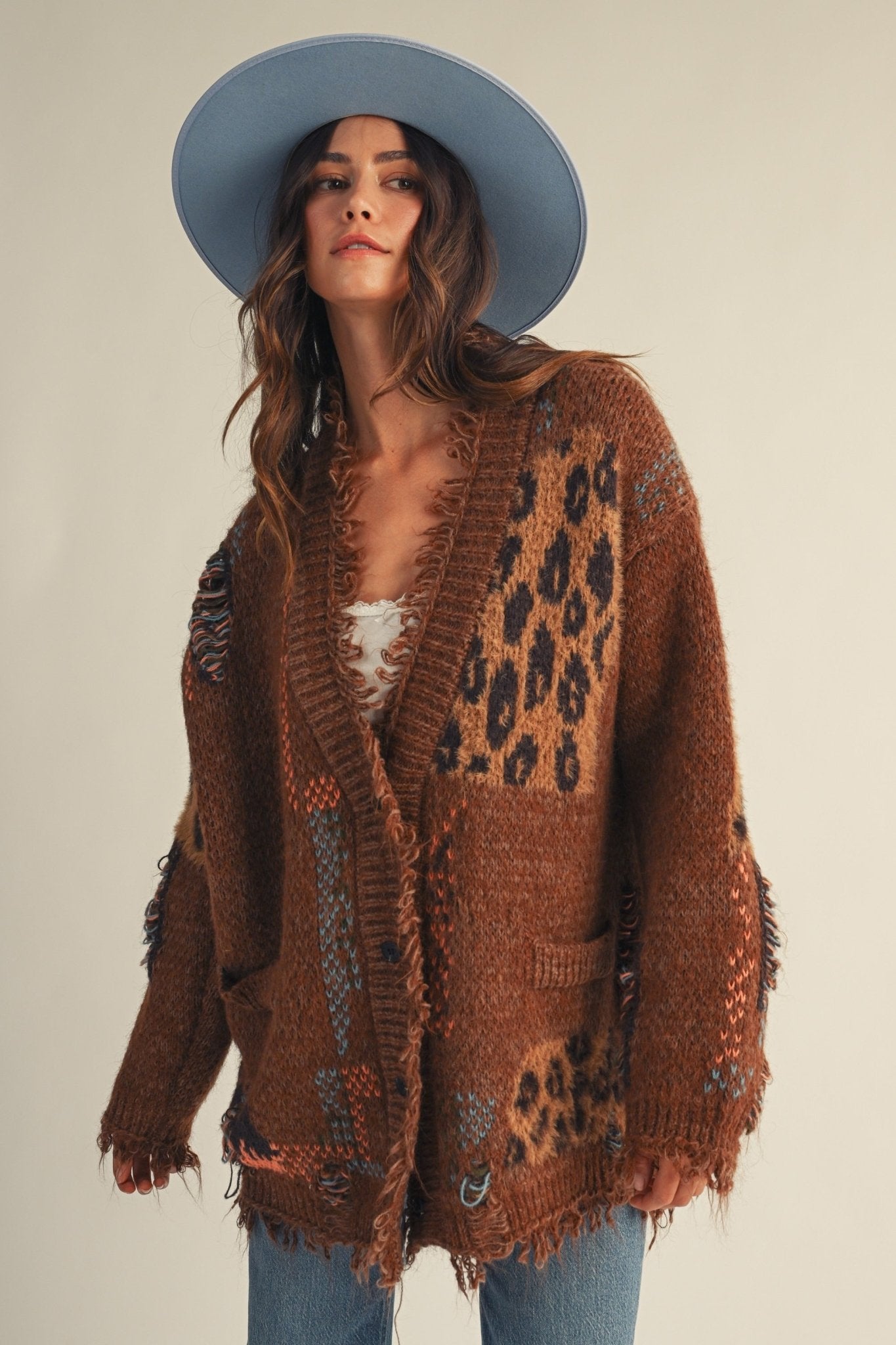 Abilene Distressed Patchwork Cardigan - Westly