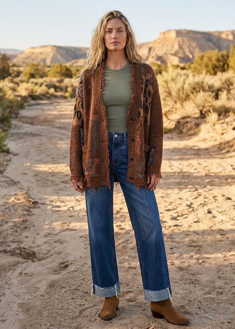 Abilene Distressed Patchwork Cardigan - Westly