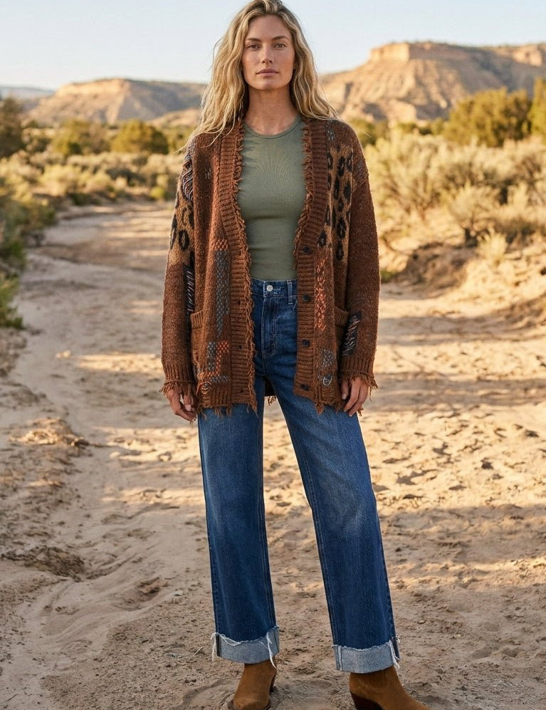 Abilene Distressed Patchwork Cardigan - Westly