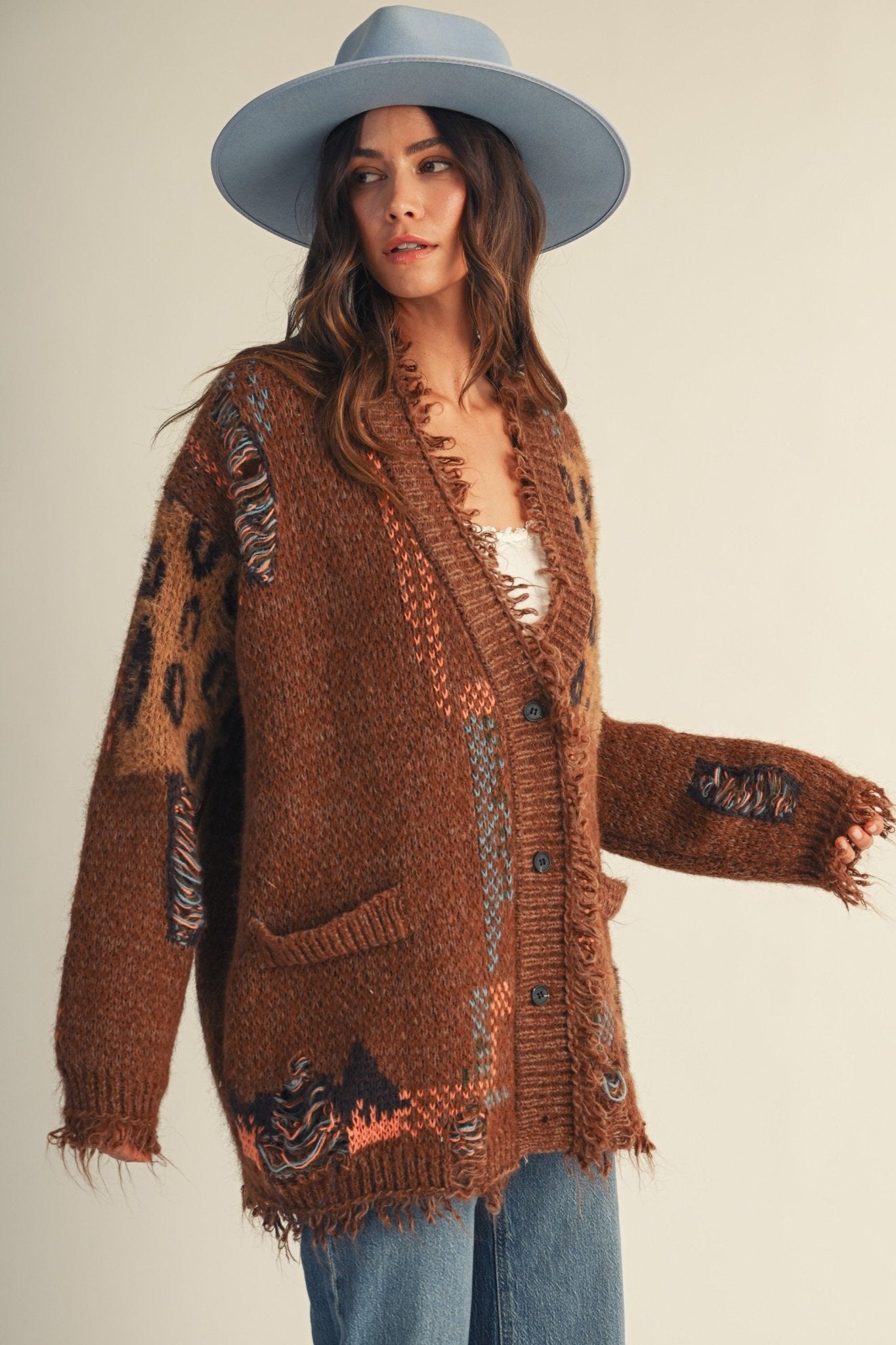Abilene Distressed Patchwork Cardigan - Westly