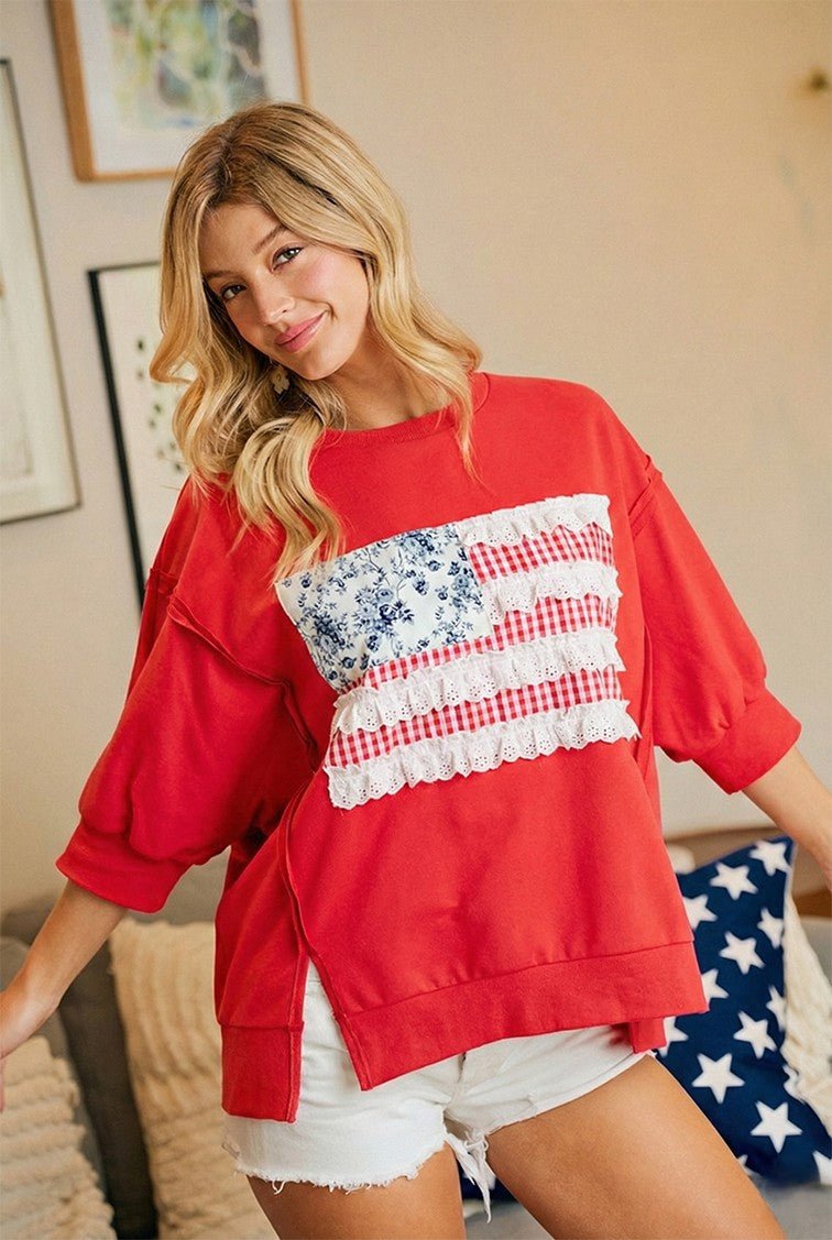 Addi Patchwork Open Seam French Terry Top - Westly