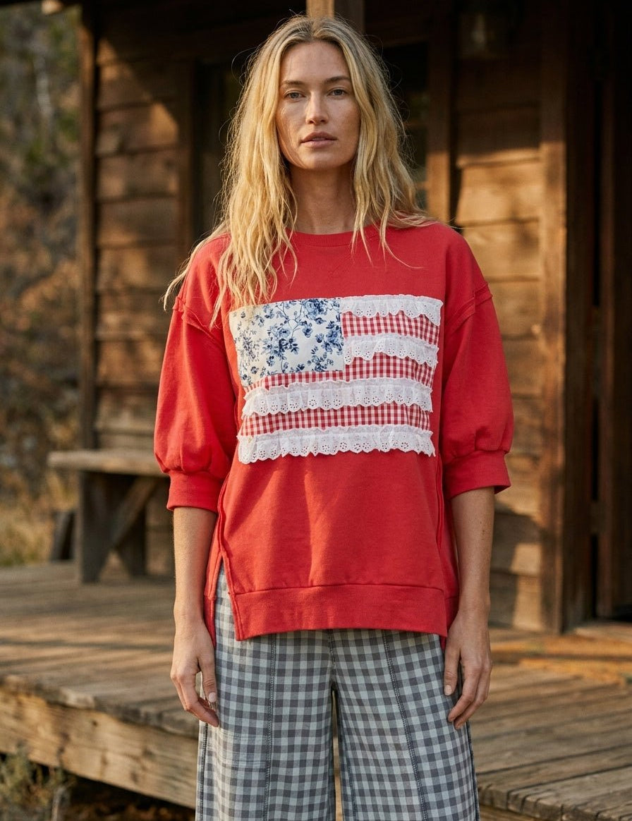 Addi Patchwork Open Seam French Terry Top - Westly