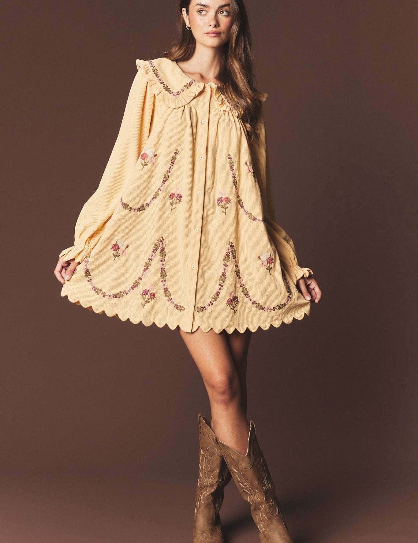 Adeline Embroidered Collar Mini Dress - Westly