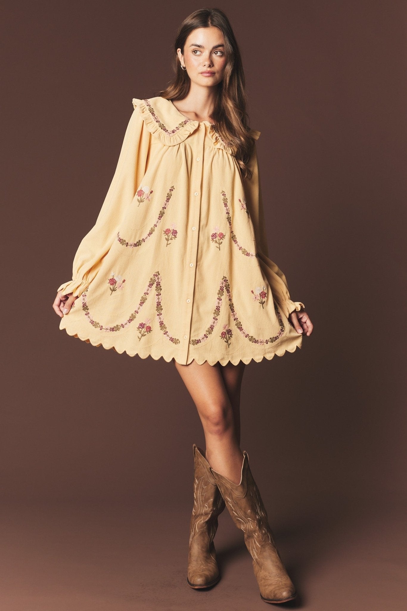 Adeline Embroidered Collar Mini Dress - Westly