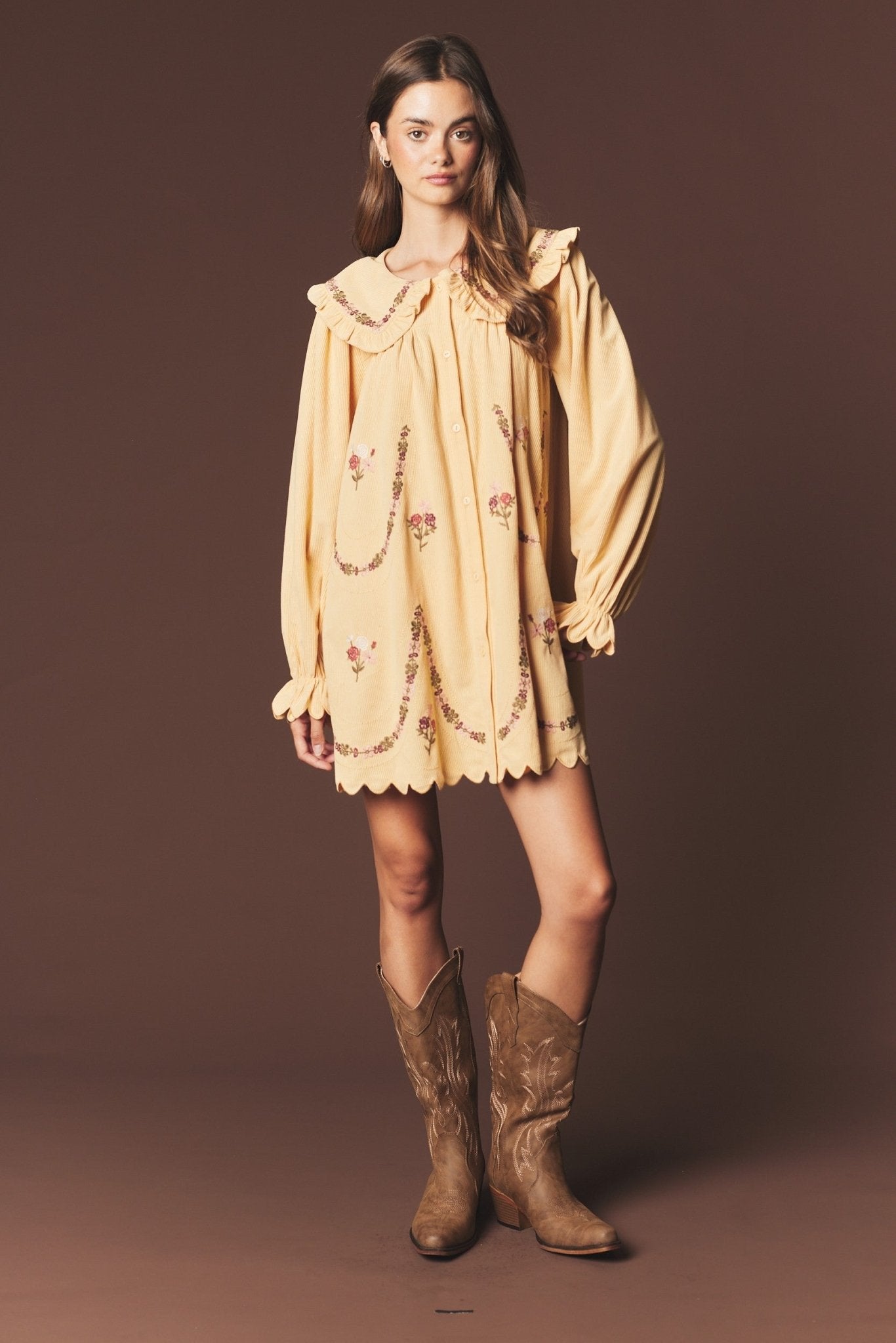 Adeline Embroidered Collar Mini Dress - Westly