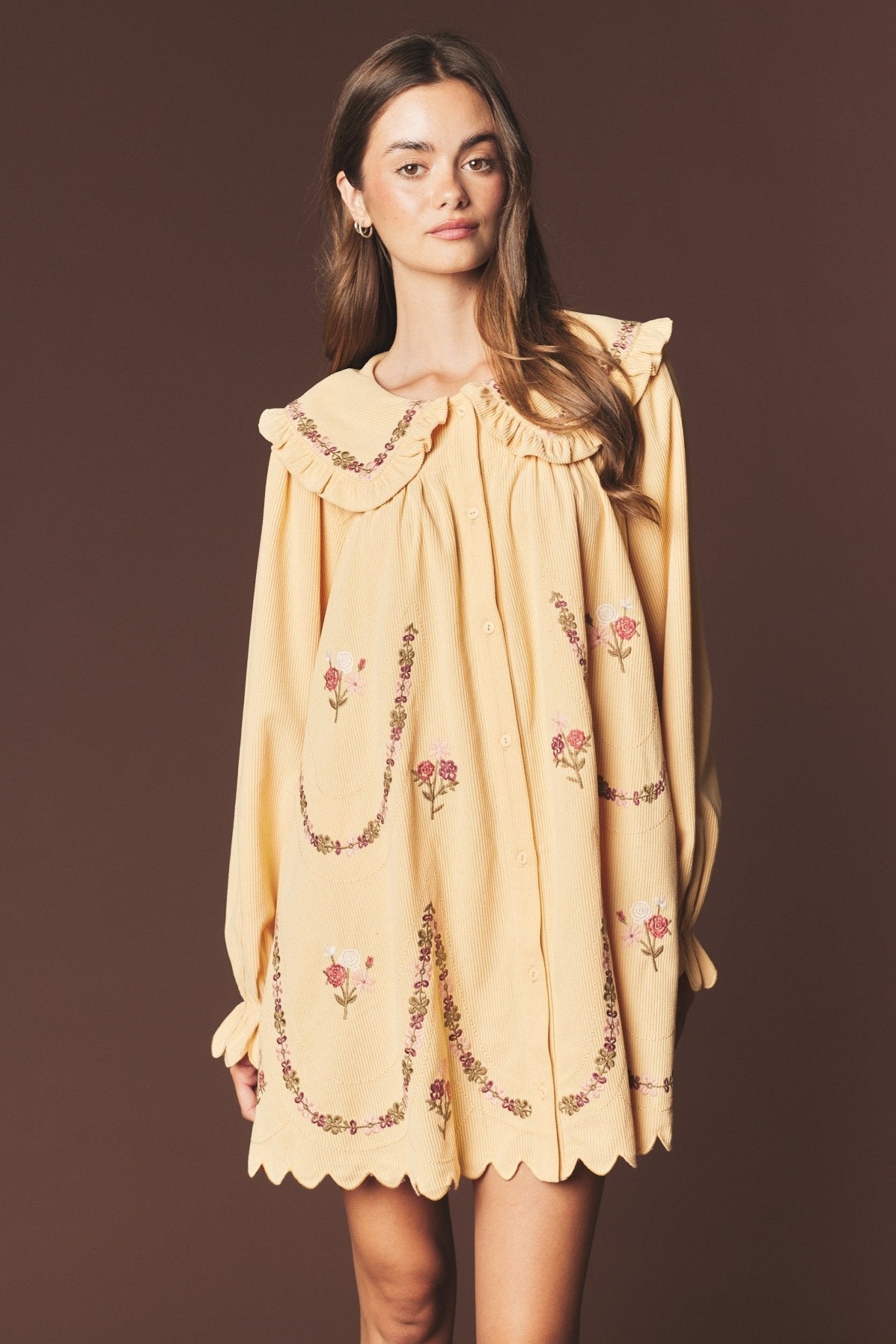 Adeline Embroidered Collar Mini Dress - Westly
