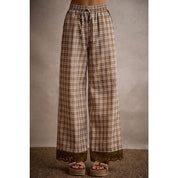 Adler Plaid Wide - Leg Pants with Lace - Westly