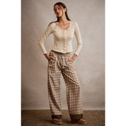 Adler Plaid Wide - Leg Pants with Lace - Westly