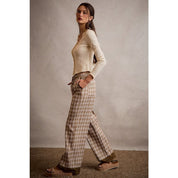 Adler Plaid Wide - Leg Pants with Lace - Westly