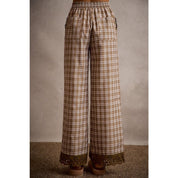 Adler Plaid Wide - Leg Pants with Lace - Westly
