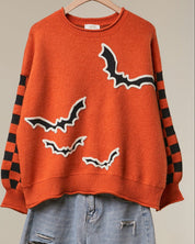 After Dark Checkerboard Sleeve Knit Sweater - Westly