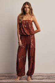 Afterglow Sequin Bubble Hem Cami in Brick, photo 18