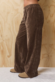 Afterhours Leopard Velour Pants - Brown Black Animal