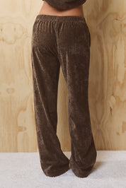 Afterhours Leopard Velour Pants - Brown Black Animal