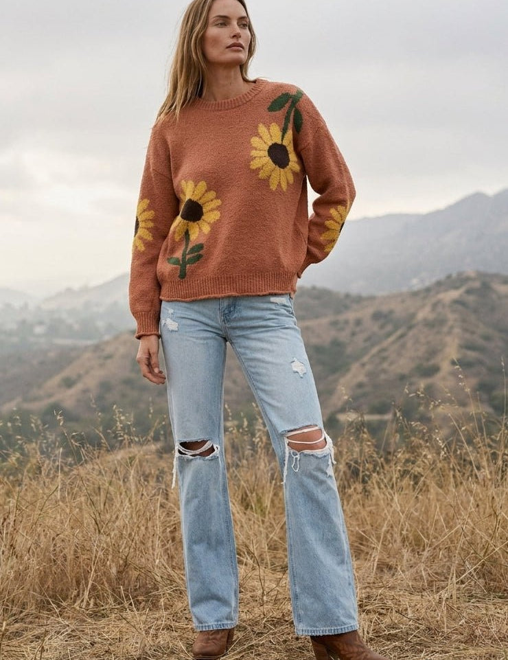 Afternoon Sun Floral Knit Sweater - Westly