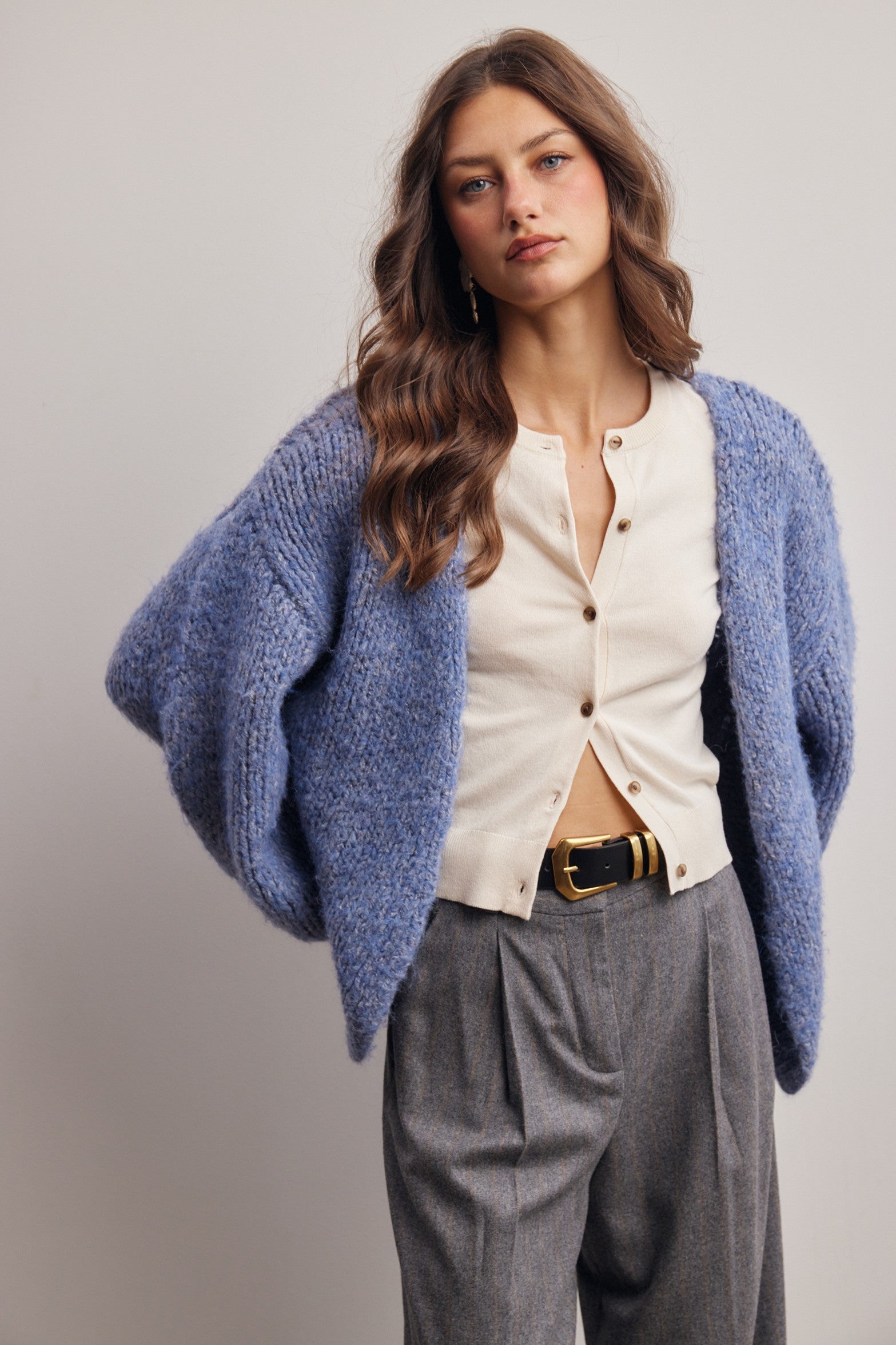 Alderhall Soft Knit Cardigan in Blue, photo 3
