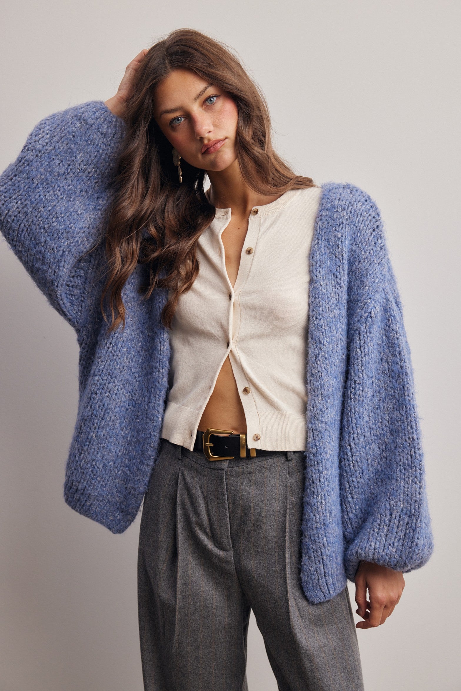 Alderhall Soft Knit Cardigan in Blue, photo 4