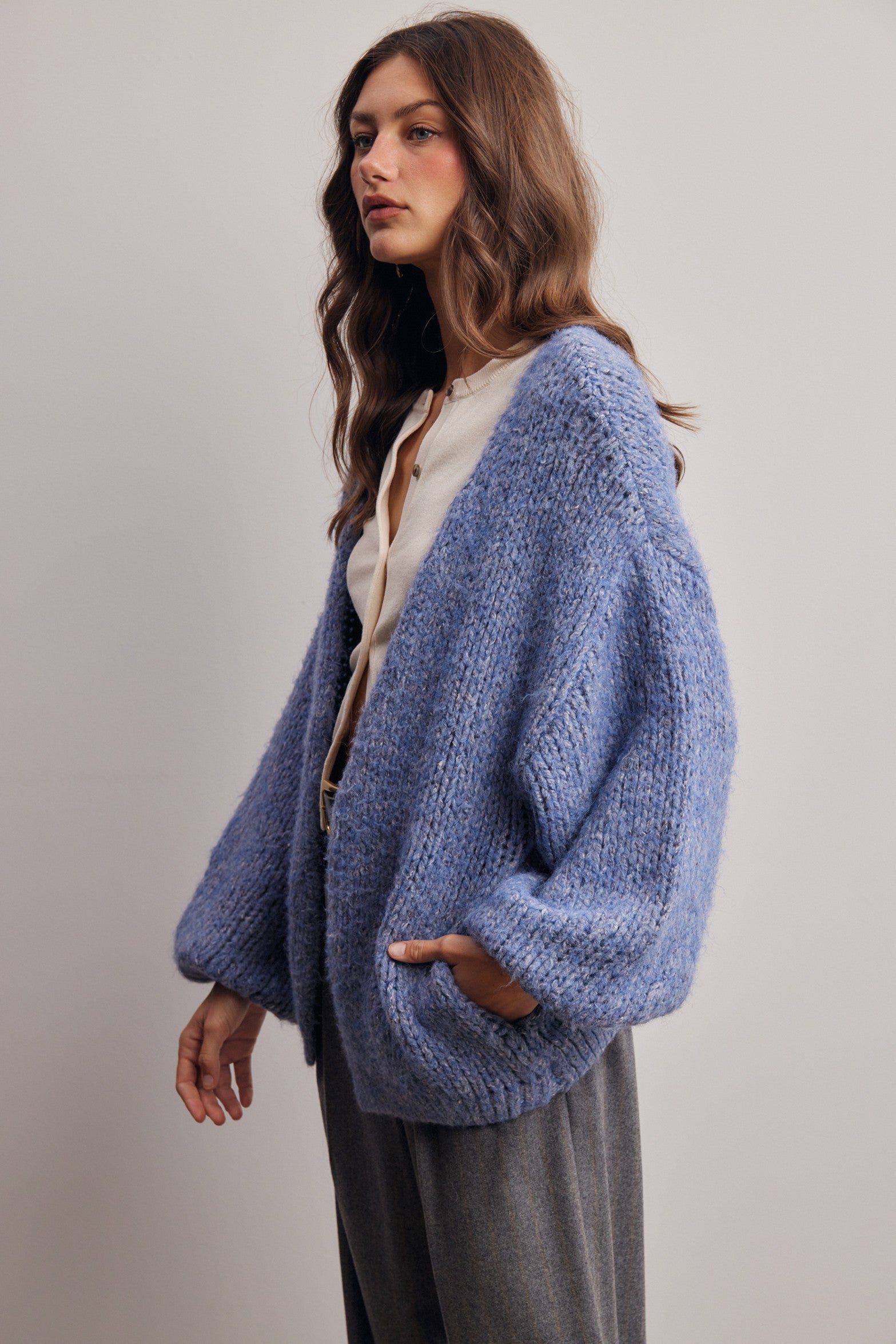 Alderhall Soft Knit Cardigan in Blue, photo 7