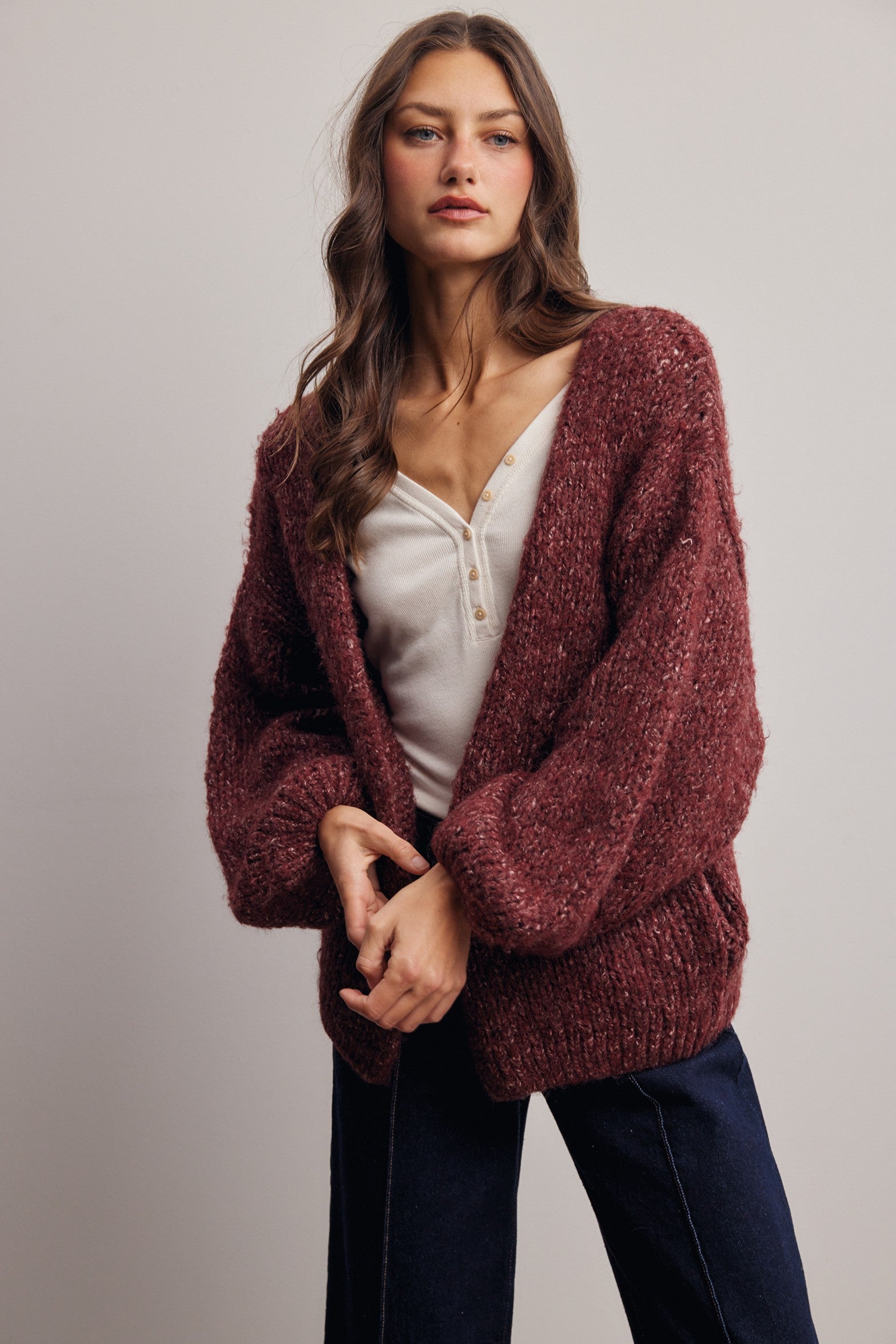 Alderhall Soft Knit Cardigan in Burgundy, photo 5