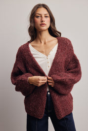 Alderhall Soft Knit Cardigan in Burgundy, photo 6