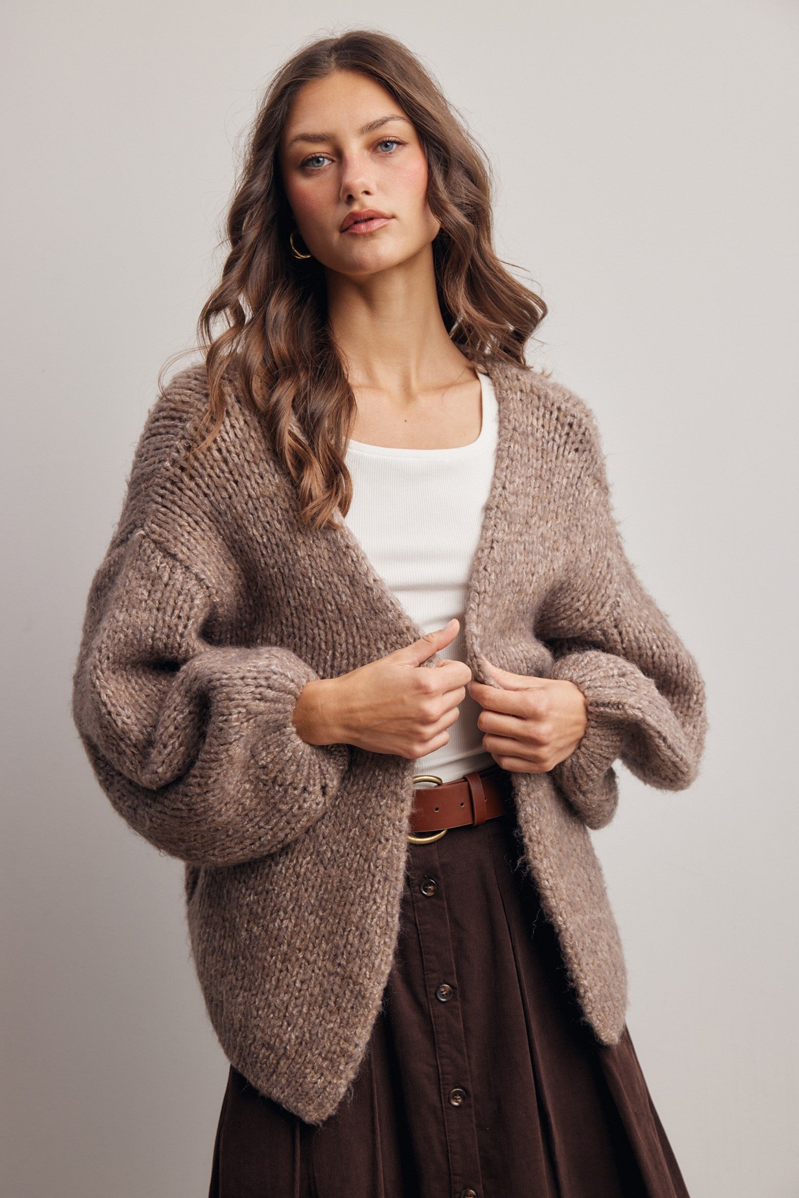 Alderhall Soft Knit Cardigan in Mocha, photo 1