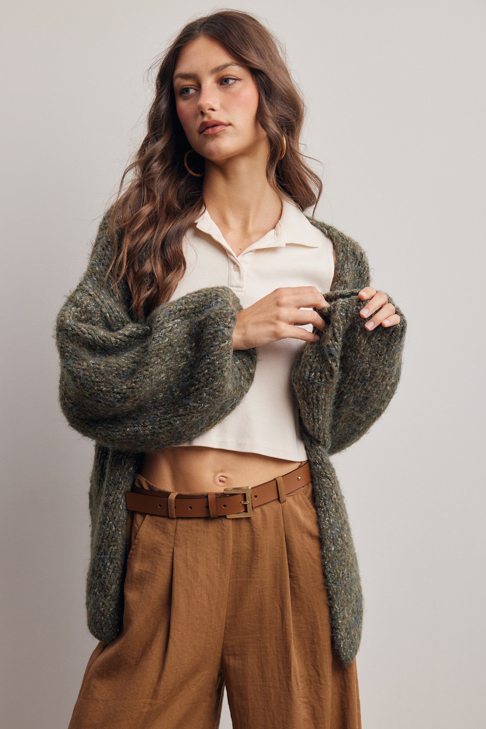 Alderhall Soft Knit Cardigan in Olive, photo 3