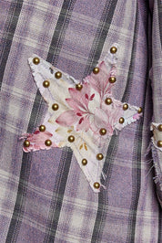 All Star Balloon Sleeve Button-Down Patchwork Shirt - Westly