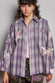 All Star Balloon Sleeve Button-Down Patchwork Shirt - Westly
