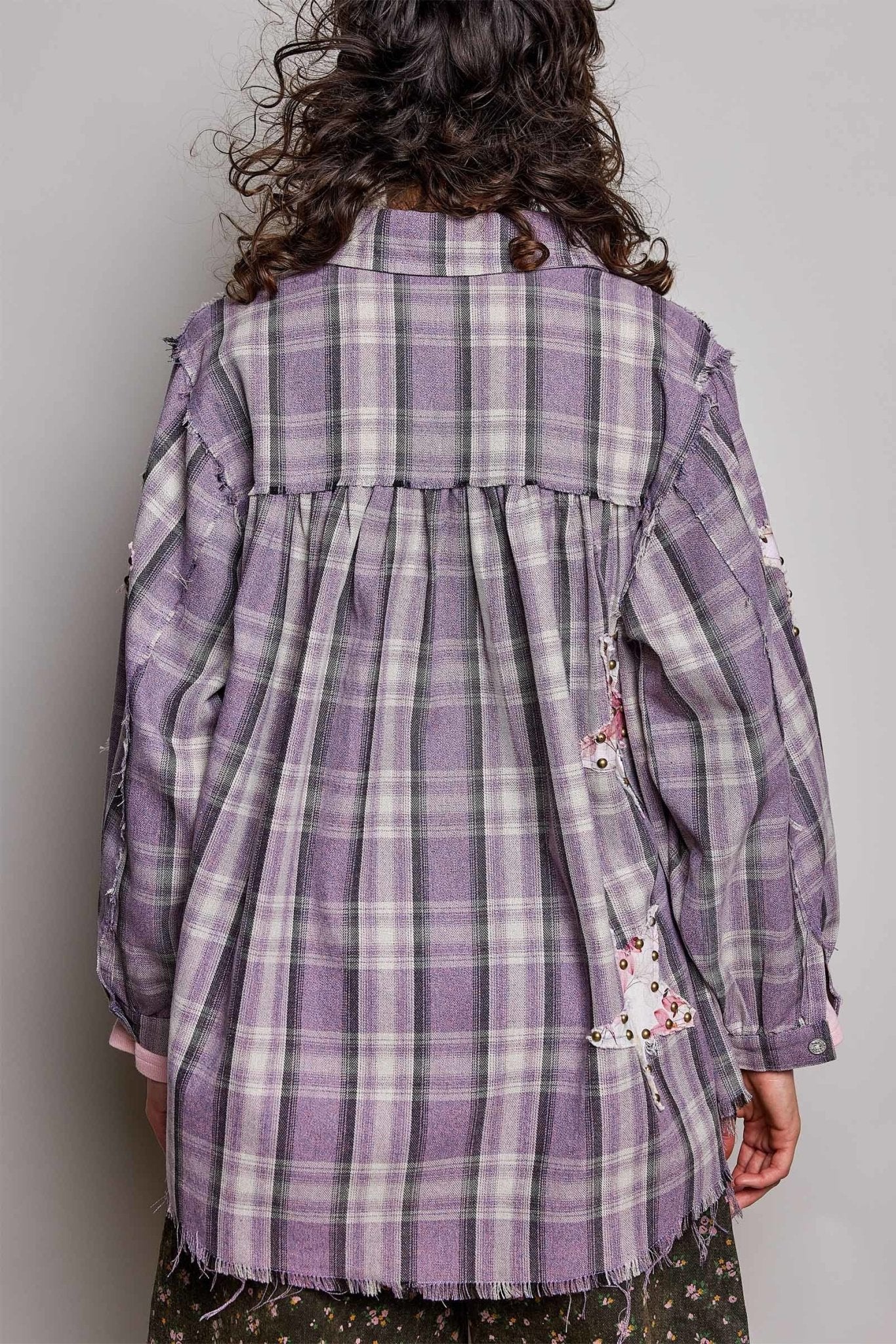 All Star Balloon Sleeve Button-Down Patchwork Shirt - Westly