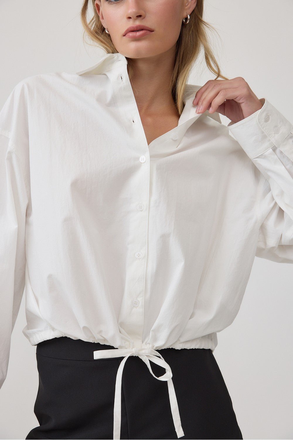 All Tied Up Drawstring Hem Relaxed Shirt - Westly