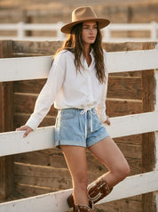 All Tied Up Drawstring Hem Relaxed Shirt - Westly