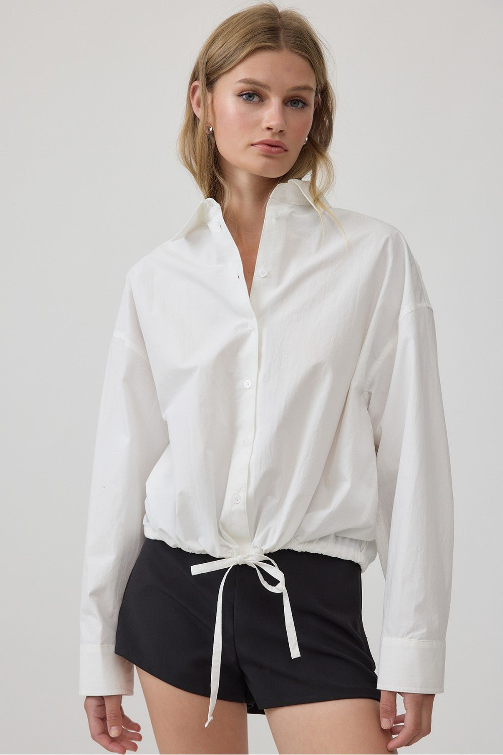 All Tied Up Drawstring Hem Relaxed Shirt - Westly